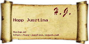 Hopp Jusztina névjegykártya